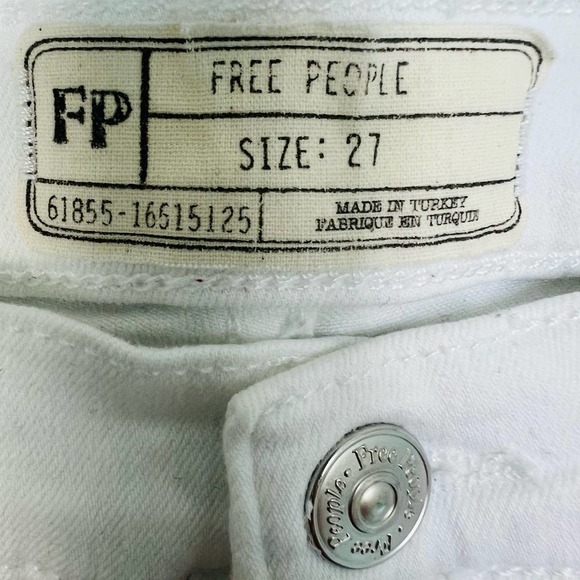 Free People Busted Knee Skinny Fit Jeans White Distressed #OB636273R Size 27 - Picture 10 of 13